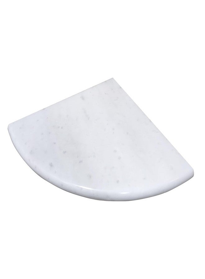 Jusmioke White Marble Corner Shower Shelf, 9 Inch Stone Corner Shelves for Bathroom Wall Mounted Both Sides Polished (1) - Image 1